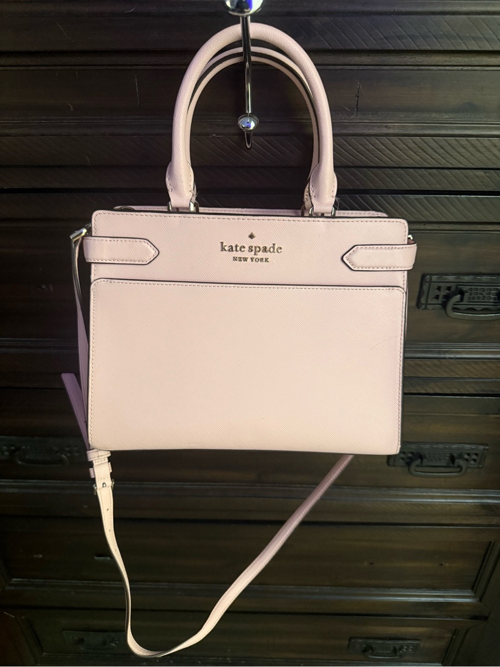 kate spade Light Pink Leather Top-Handle Satchel with Crossbody Strap